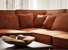 Narożnik z tkaniny szenilowej (lewostronny/w kształcie litery L) w kolorze miedzi Kirou – Maison de Rêve