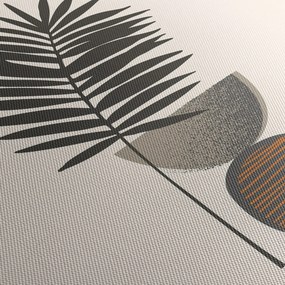 Obraz - Abstrakcja z liściem palmy (z zegarem) (90x30 cm)