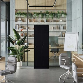 Dwudrzwiowa szafa BHP wąska 60x50x180 cm Kacper 2, czarna