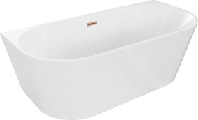 Mexen Oval wanna wolnostojąca przyścienna 180 x 80 cm, biała, przelew miedź szczotkowana - 52671808000-65