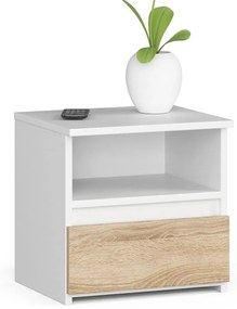 Szafka nocna z szufladą biały + dąb sonoma T0-M91