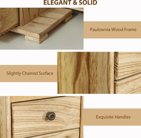 HOMCOM Szkatułka na biżuterię, organizer, 4-poziomowy układ, z wbudowanym lustrem, drewno, brązowy