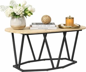 Owalny stolik kawowy w stylu loft dąb sonoma G0-E52