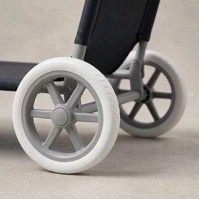 Leżak plażowy Solmare z daszkiem i kołami - składany leżak ogrodowy, czarny