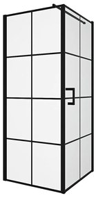 Parawan prysznicowy stały z drzwiami obrotowymi w kolorze czarnym matowym - 80 x 80 x 190 cm - CAPARICA
