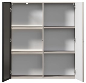 Witryna wisząca Lorini do salonu 100 cm - kaszmir / czarny uchwyt