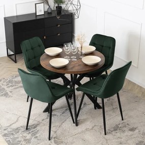 Stół Okrągły Rozkładany DORIAN 80-160 cm Dąb Rustykalny/Czarny Nowoczesny Loft