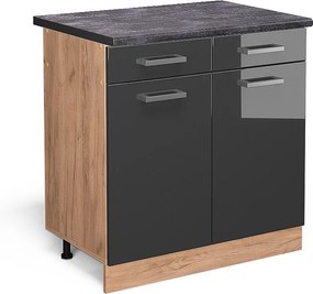 Szafka dolna do kuchni antracyt wysoki połysk 80x60x81.6 r-line