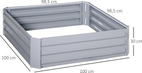 Outsunny Skrzynki na kwiaty 2 sztuki Stalowa rama Otwarte dno Szary 100x100x30cm Dekoracja ogrodu | Aosom PL