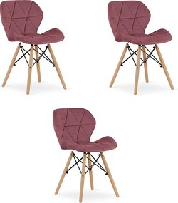 Krzesło Valora WAKO Velvet z ciemnoróżowego drewna bukowego x 3