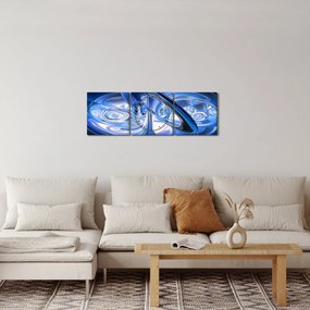 Niebieski abstrakcyjny obraz (z zegarem) (90x30 cm)
