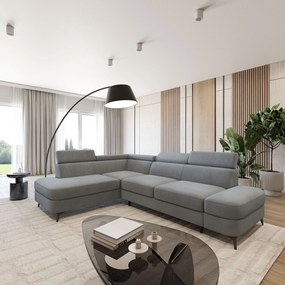 Masseno Narożnik AVISE z funkcją spania i pojemnikiem na pościel Narozniki L, Rozkładana sofa - Szary, MATT VELVET 85