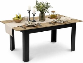 Prostokątny stół rozkładany dąb artisan + czarny P2-A71