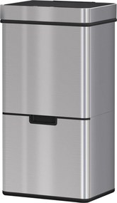 HOMCOM Kosz na śmieci z czujnikiem 72 l System segregacji 3 komory stal nierdzewna srebrny 42 x 30 x 81 cm