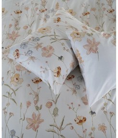 Biała pościel jednoosobowa z satyny bawełnianej 140x200 cm Ivory Garden Floral – Mila Home Luxury