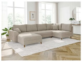 Beżowy narożnik z materiału bouclé (lewostronny/w kształcie litery U) Ariella – Ropez