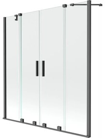 Mexen Velar Duo parawan nawannowy 2-skrzydłowy rozsuwany 150 x 150 cm, transparent, gun metal - 896-150-000-02-95