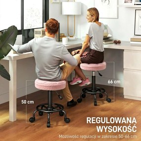 HOMCOM Regulowany hoker obrotowy 50-66 cm 360° obrotowy Ø50 x 50-66 cm Różowy