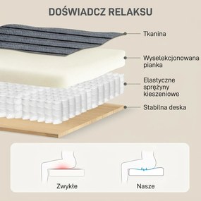 HOMCOM Sofa-łóżko z poduszką, piankowe, rozkładane, uchwyt na kubek, szary