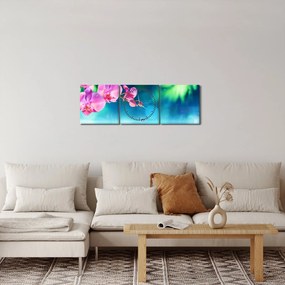 Obraz - Orchidea (z zegarem) (90x30 cm)