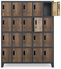 Szafa skrytkowa socjalna BHP antracytowa/ orzech: Eco Design ROBERT, 1360 x 1720 x 450 mm