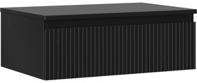 Mexen Rivel szafka łazienkowa podumywalkowa 70 cm z blatem, 1 szuflada, ryflowana , czarna mat - 91A20-07023-1-BFC71