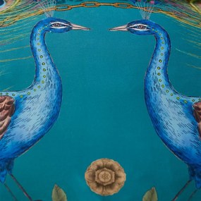 Zielononiebieska pościel dwuosobowa z satyny bawełnianej 200x200 cm Xanadu Peacock – Matthew Williamson