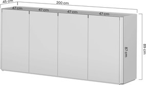 Komoda Elivo 200 cm czterodrzwiowa - kaszmir / dąb olejowany