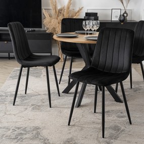 Krzesło Tapicerowane do Jadalni IBIS Czarne Welurowe Nowoczesne Loft