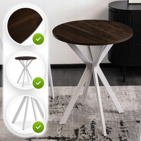 Stół Okrągły LAUREN 60 cm Orzech/Biały Loft Nowoczesny