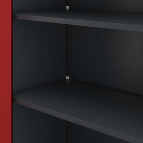 Szafa metalowa ze schowkiem antracytowo-czerwona: TOMASZ, 900 x 1850 x 450 mm