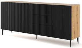 Czarna komoda z lamelami w kolorze artisan - Melis 7X