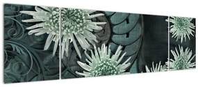 Obraz - Zielone kwiaty (170x50 cm)
