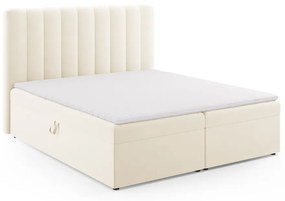 Beżowe łóżko boxspring ze schowkiem 180x200 cm Gina – Milo Casa