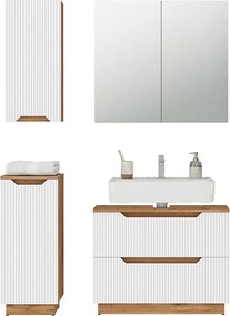 Zestaw mebli łazienkowych dąb/białe paski 79.6x32x62.5 lotta