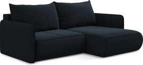 Narożnik prawostronny z funkcją spania - z tkaniny welwetowej - królewski niebieski - NANEA