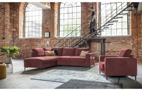 Różowy aksamitny rozkładany narożnik (lewostronny) Lofty Lilly – Miuform