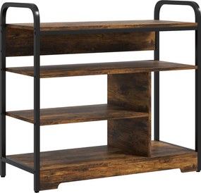 HOMCOM Półka na Buty 8-Poziomowa, Otwarty Design, Rama Metalowa, Regulowane Nóżki, 70x30x65 cm, Brąz/Czarny