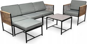 Dwustronny narożnik ogrodowy Serena, zestaw mebli, szary stolik