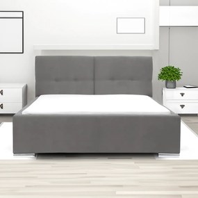 Łóżko tapicerowane z pojemnikiem i materacem FOLLER 140x200 cm Szary