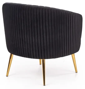 CROWN fotel wypoczynkowy czarny, złoty, glamour, klasyczny, velvet, welur