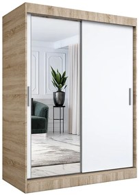 Szafa przesuwna z lustrem 150 cm dąb sonoma + biały - Seko 4X