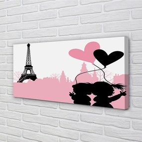Obraz canvas na ścianę Serca nad Wieżą Eiffla