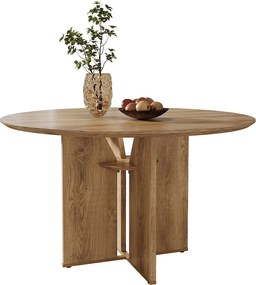 Okrągły stół jadalny dla 4 osób, 100 cm, stół kuchenny w stylu rustykalnym z półką do przechowywania