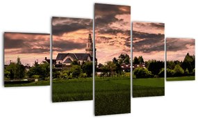 Obraz krajobrazu z kościołem (125x70 cm)