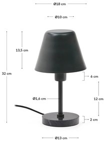 Ciemnozielona/czarna marmurowa lampa stołowa z metalowym kloszem (wysokość 32 cm) Calina – Kave Home