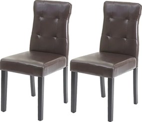 Krzesło do jadalni MCW-E58 (zestaw 2 sztuk), imitacja skóry brązowy, ciemne nogi