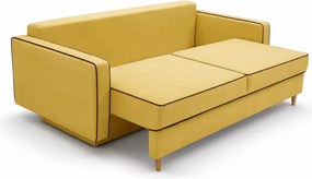 Kanapa Latina 3-osobowa z funkcją spania i pojemnikiem – welurowa sofa DL 190x152, styl skandynawski