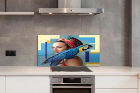 Panel szklany do Kuchni Papuga Ara na Ramieniu