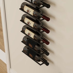 HOMCOM Regał na wino metalowy uchwyt ścienny na 10 butelek do kuchni salonu domowego baru czarny | Aosom PL